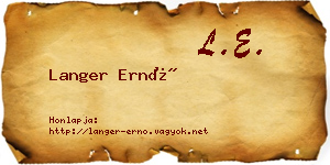 Langer Ernő névjegykártya